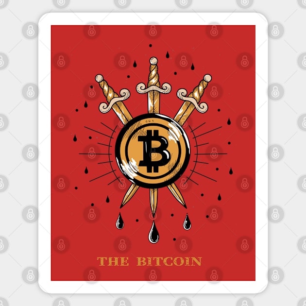 Tarot Card Bitcoin, Three of Swords Magnet by DoggyPrint